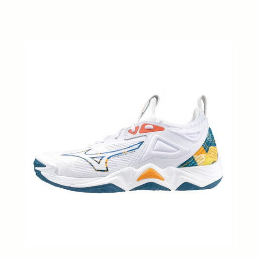 Mizuno Wave Momentum 3 White Moroccan Blue Unisex Sneakers Carrot-Curl