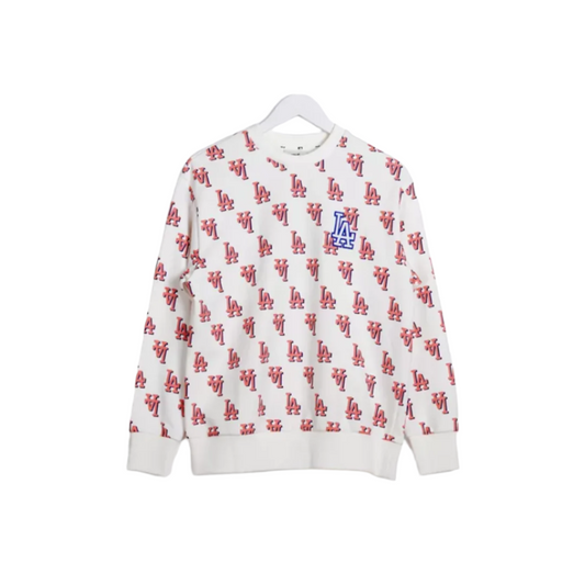 Sweater MLB LA MONOGRAM FLOCKED PINK WHITE SWEATSHIRT
