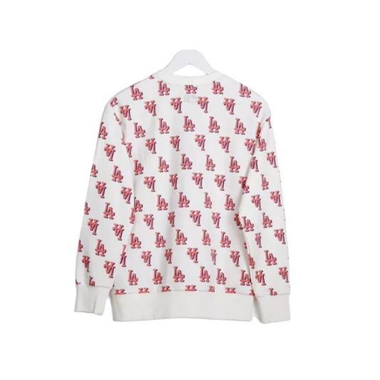 Sweater MLB LA MONOGRAM FLOCKED PINK WHITE SWEATSHIRT